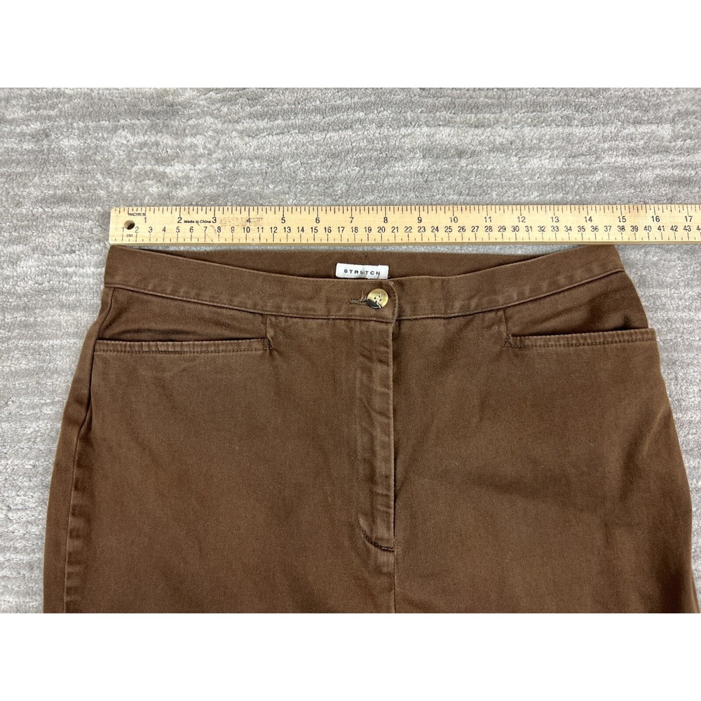 Jones Sport Capris Womens 12 Brown Stretch Cropped Pants High Rise Straight Leg - Picture 4 of 10